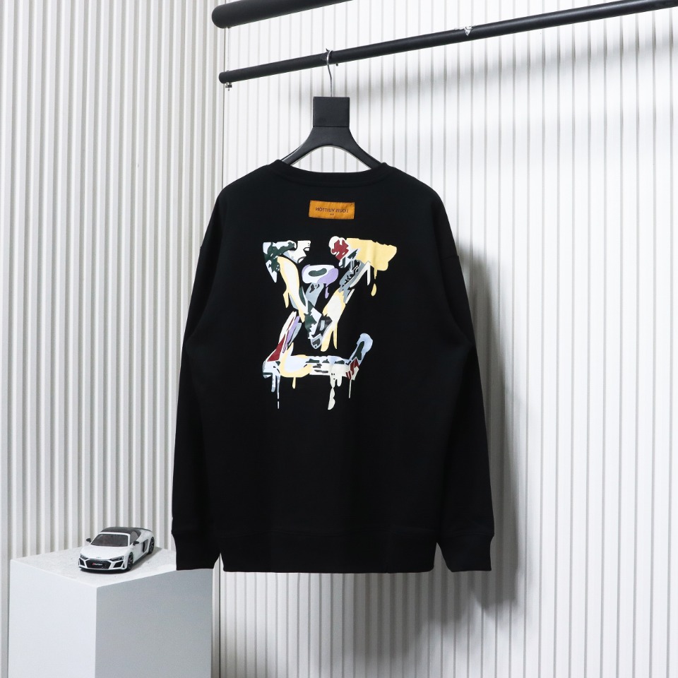 Louis Vuitton 24Fw Graffiti Letters Printed Crewneck Sweatshirt Black