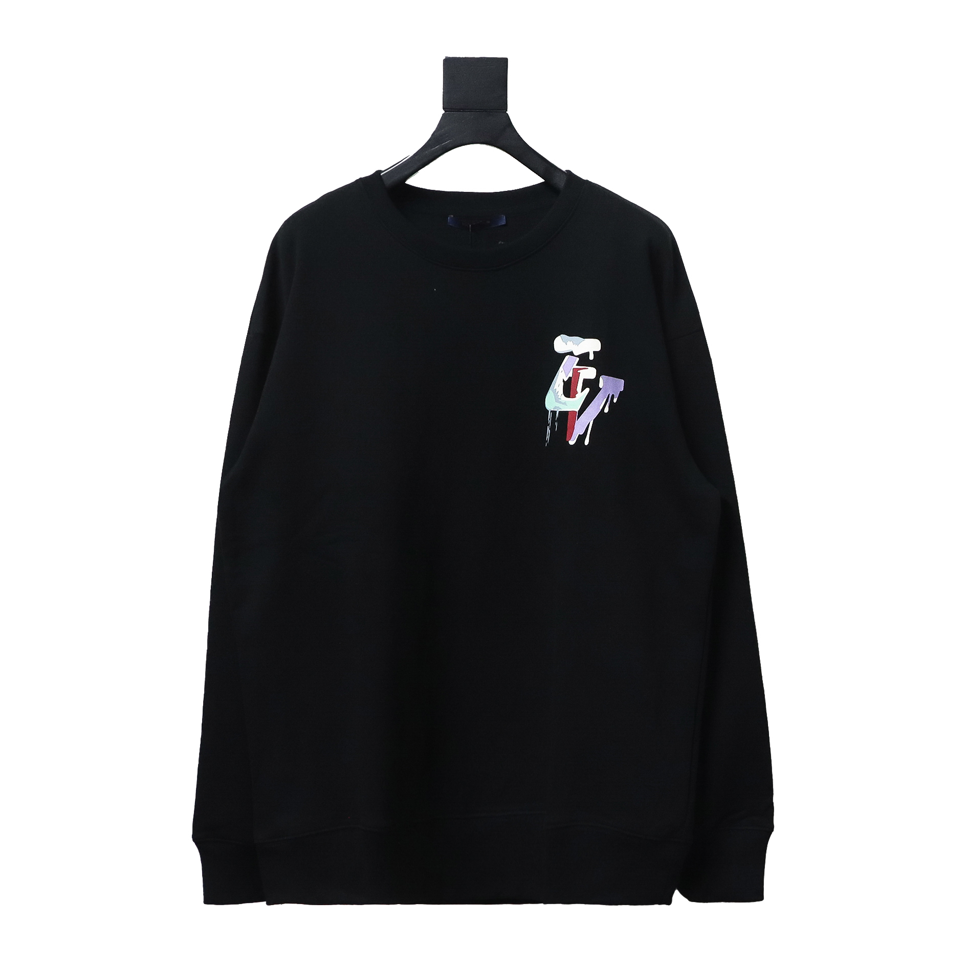 Louis Vuitton 24Fw Graffiti Letters Printed Crewneck Sweatshirt Black