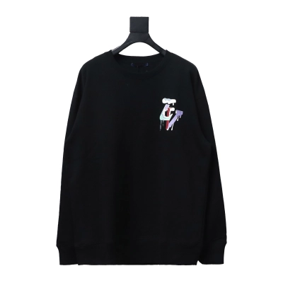 Louis Vuitton 24Fw Graffiti Letters Printed Crewneck Sweatshirt Black 01