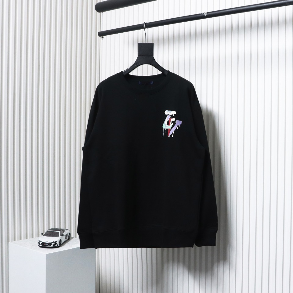 Louis Vuitton 24Fw Graffiti Letters Printed Crewneck Sweatshirt Black