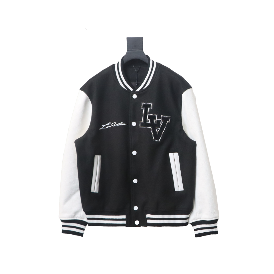 Louis Vuitton 24Fw Pearl Embroidered Letters Baseball Jacket