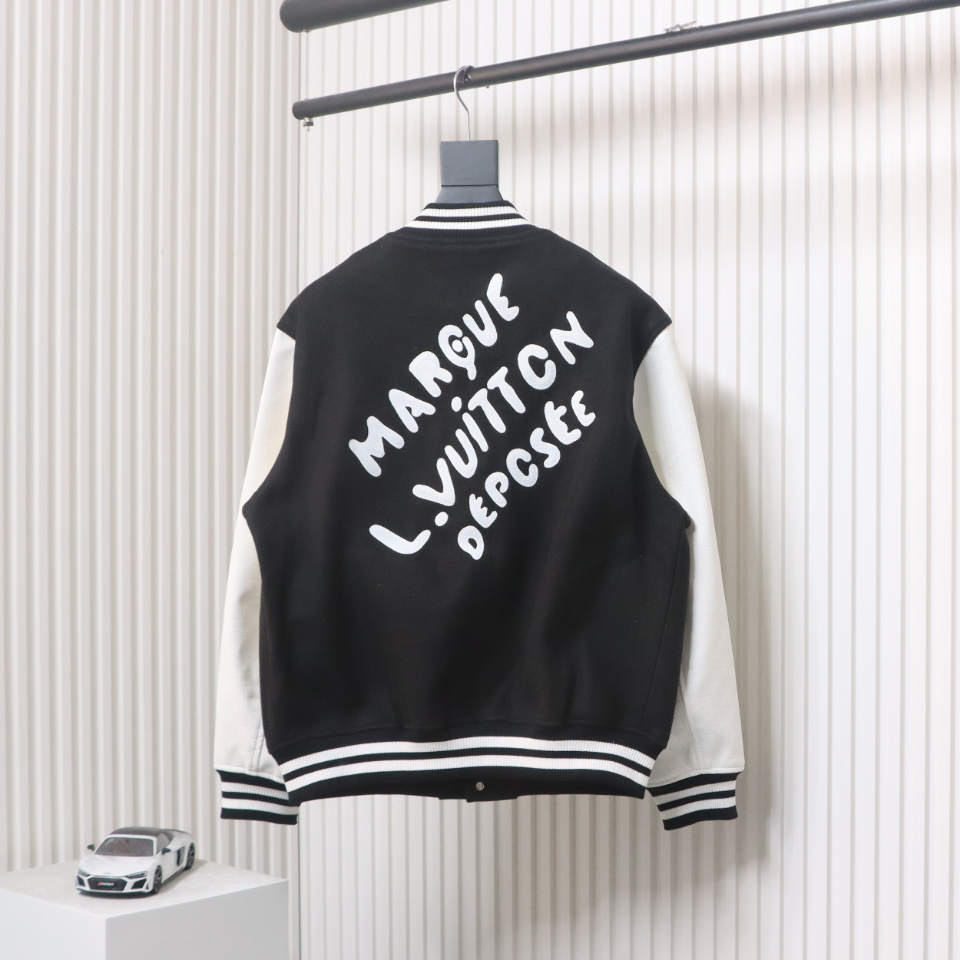 Louis Vuitton 24Fw Pearl Embroidered Letters Baseball Jacket