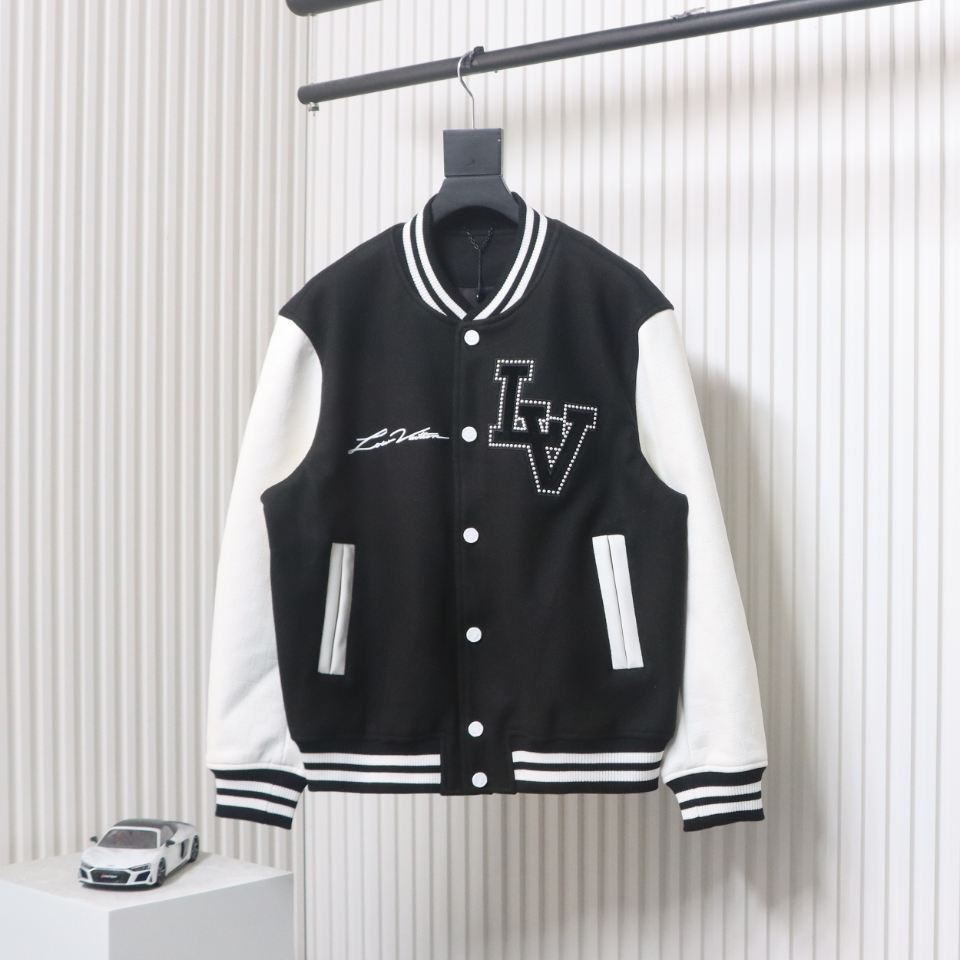Louis Vuitton 24Fw Pearl Embroidered Letters Baseball Jacket