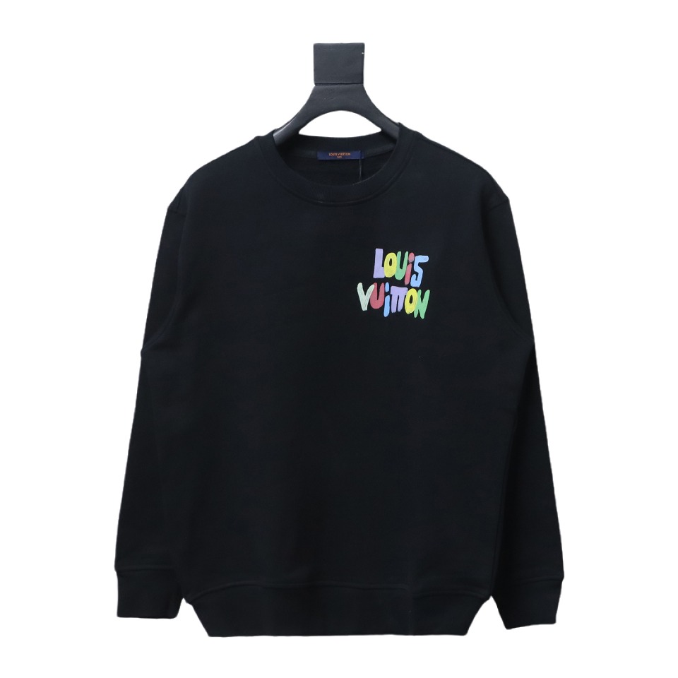 Louis Vuitton 24SS Colorful Letter Printed Crew Neck Sweatshirt Black