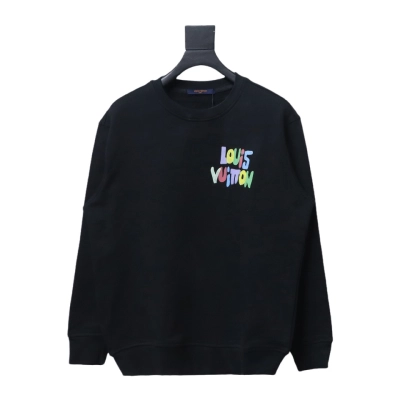 Louis Vuitton 24SS Colorful Letter Printed Crew Neck Sweatshirt Black 01