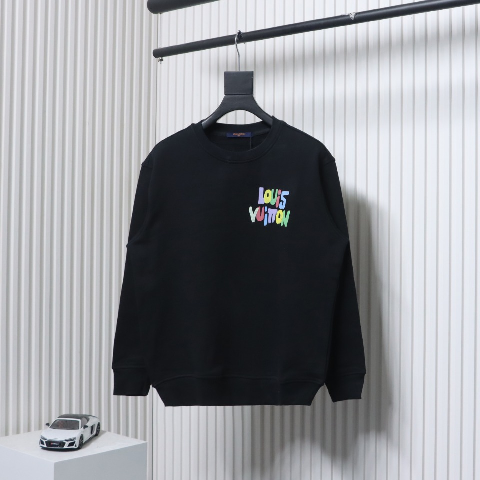 Louis Vuitton 24SS Colorful Letter Printed Crew Neck Sweatshirt Black