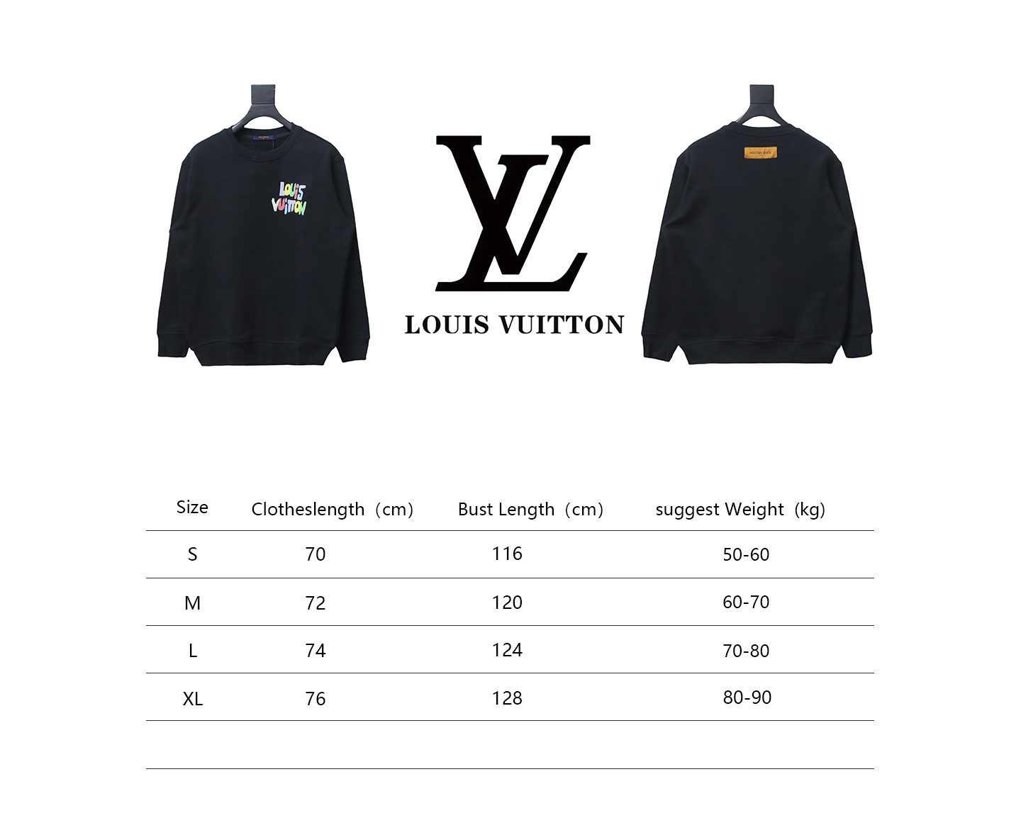 Louis Vuitton 24SS Colorful Letter Printed Crew Neck Sweatshirt Black
