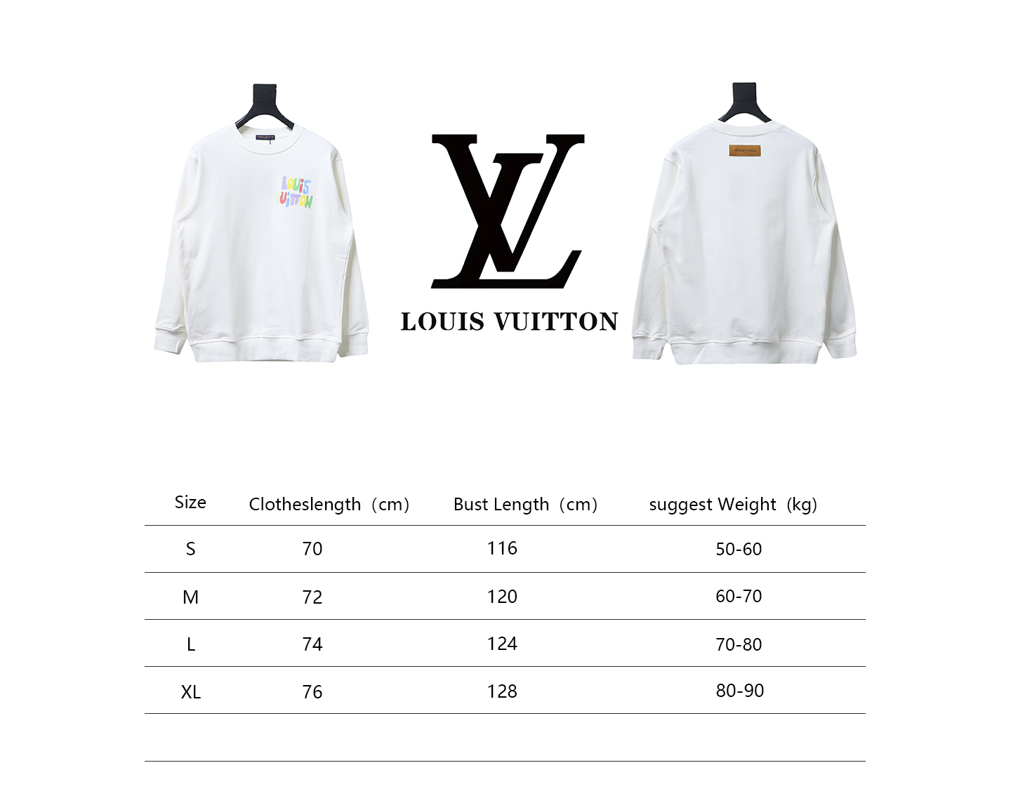 Louis Vuitton 24SS Colorful Letter Printed Crew Neck Sweatshirt White