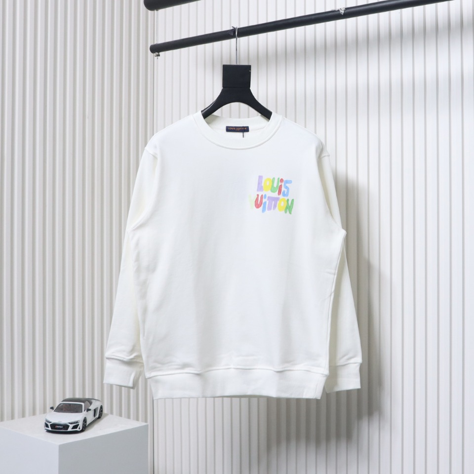 Louis Vuitton 24SS Colorful Letter Printed Crew Neck Sweatshirt White