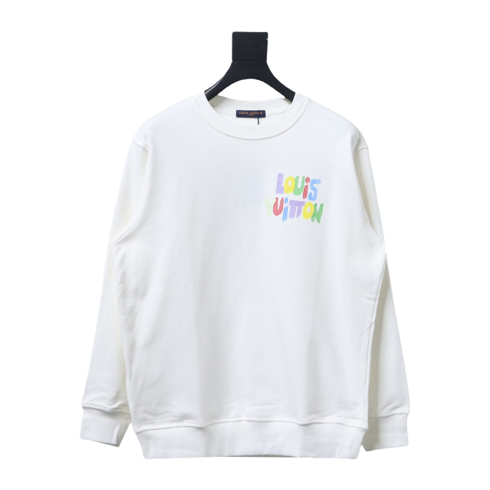 Louis Vuitton 24SS Colorful Letter Printed Crew Neck Sweatshirt White