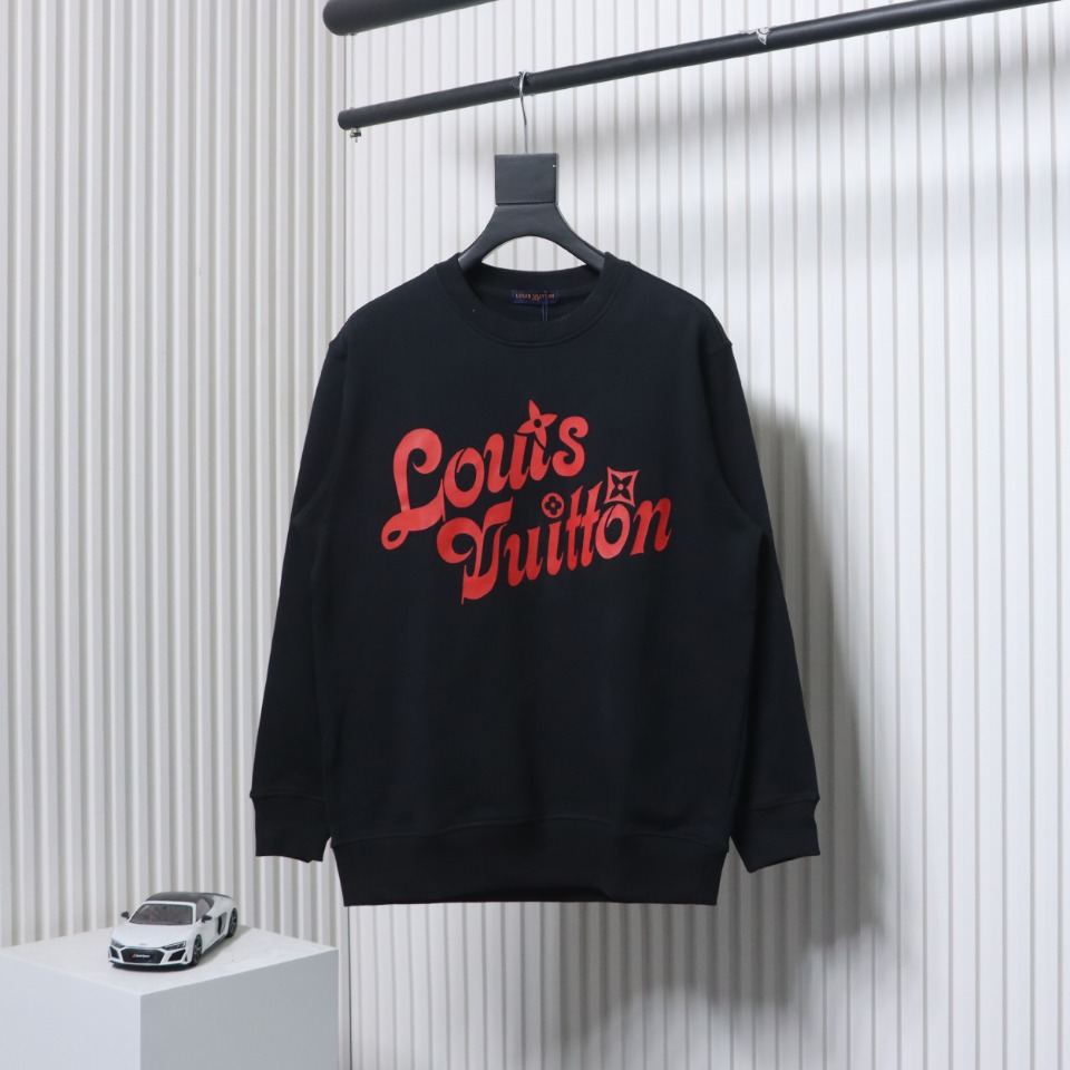 Louis Vuitton 24SS Red Letter Printed Round Neck Sweatshirt Black