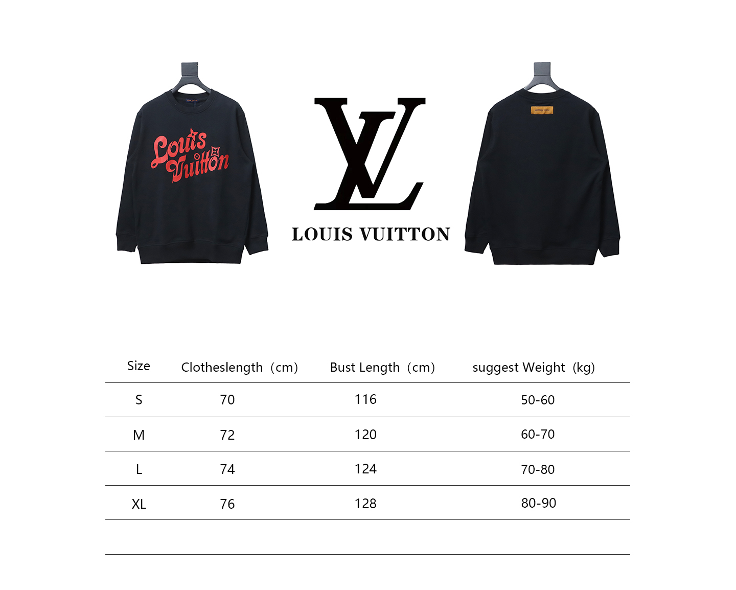 Louis Vuitton 24SS Red Letter Printed Round Neck Sweatshirt Black