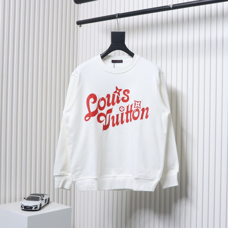 Louis Vuitton 24SS Red Letter Printed Round Neck Sweatshirt White