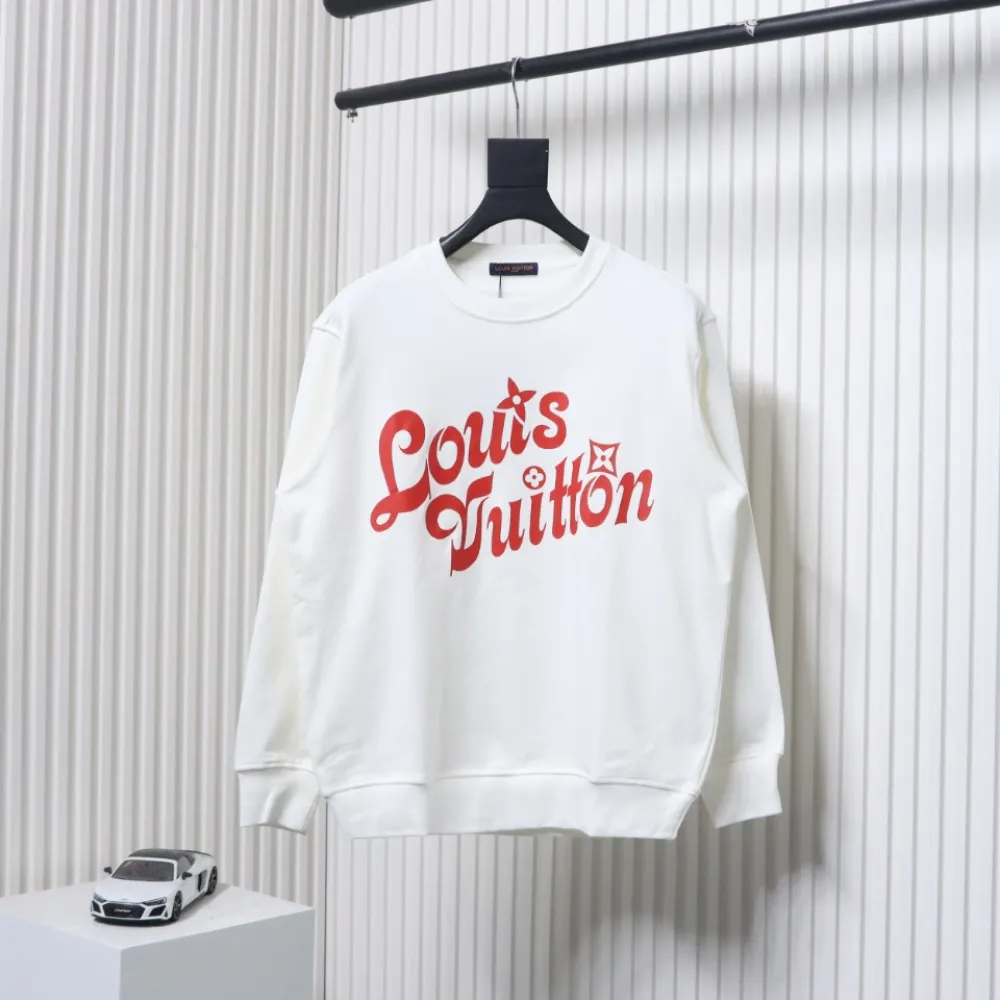 Louis Vuitton 24SS Red Letter Printed Round Neck Sweatshirt White