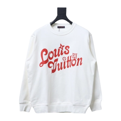 Louis Vuitton 24SS Red Letter Printed Round Neck Sweatshirt White 01