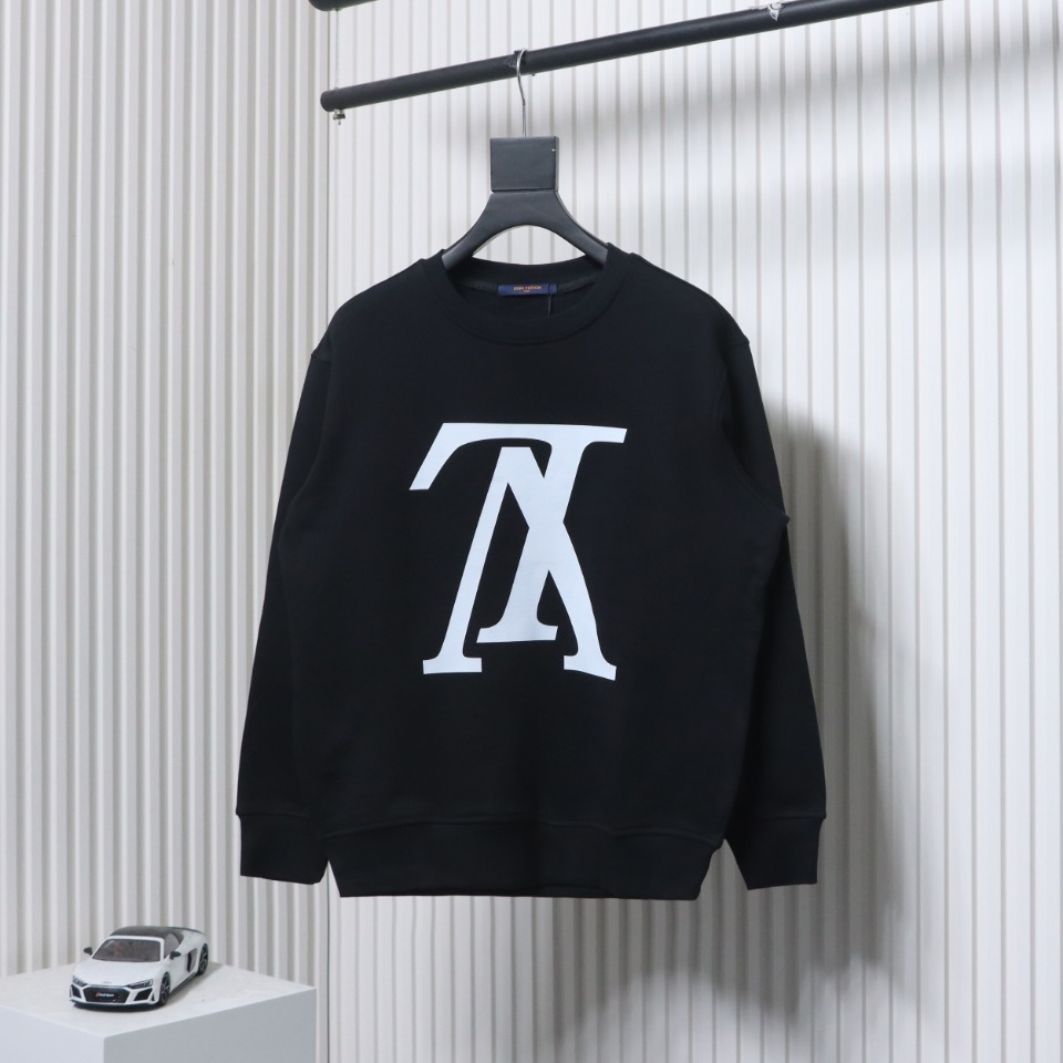 Louis Vuitton 24SS Reverse Logo Print Crew Neck Sweatshirt Black