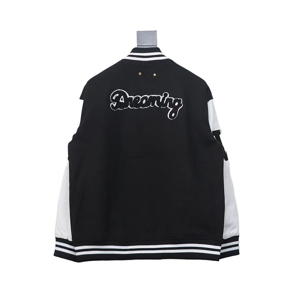 Louis Vuitton Big V LOGO Leather Baseball Jacket