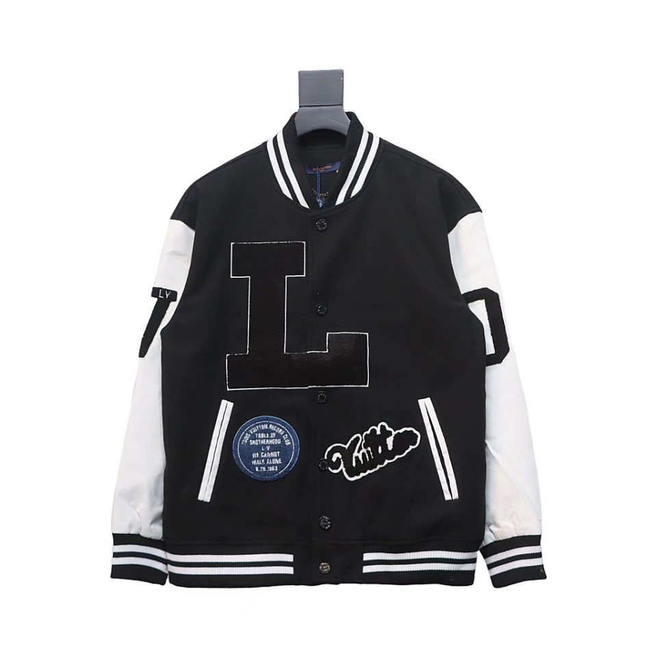 Louis Vuitton Big V LOGO Leather Baseball Jacket