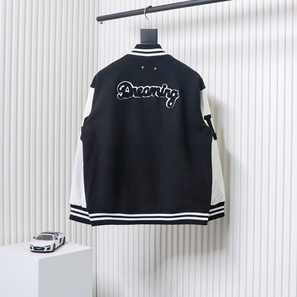 Louis Vuitton Big V LOGO Leather Baseball Jacket