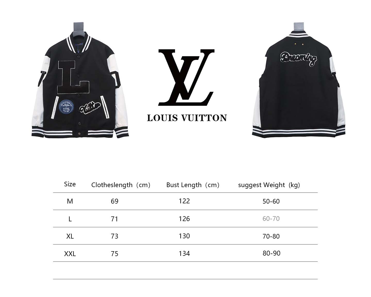 Louis Vuitton Big V LOGO Leather Baseball Jacket