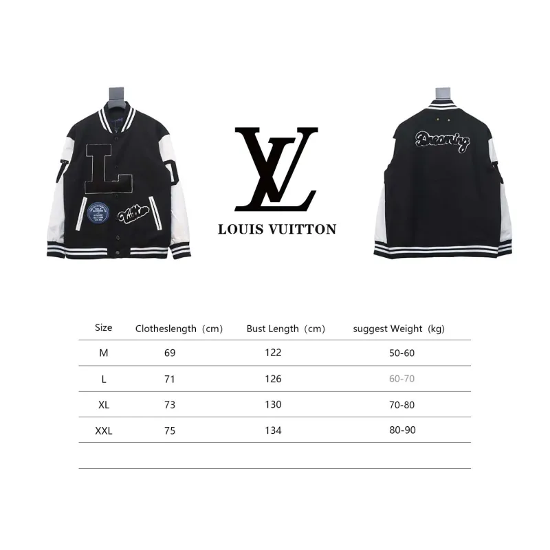 Louis Vuitton Big V LOGO Leather Baseball Jacket