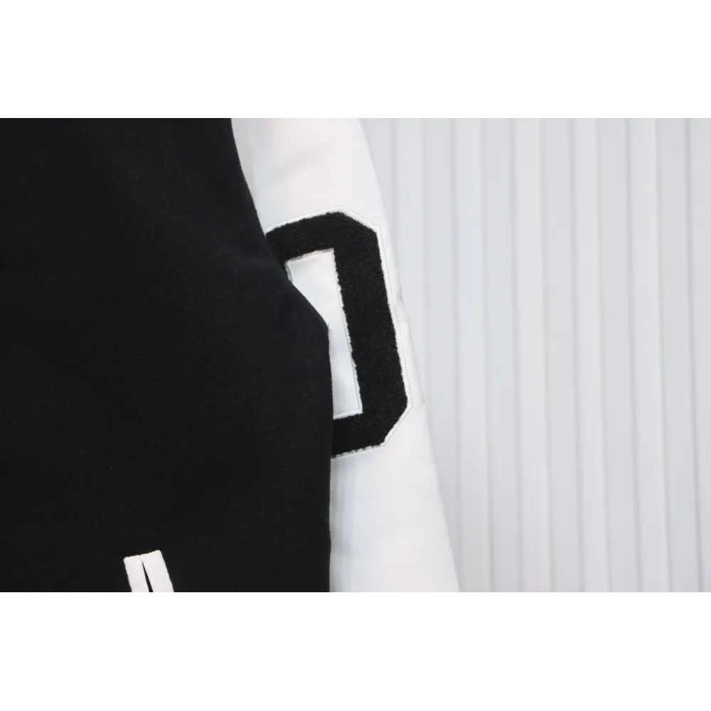 Louis Vuitton Big V LOGO Leather Baseball Jacket