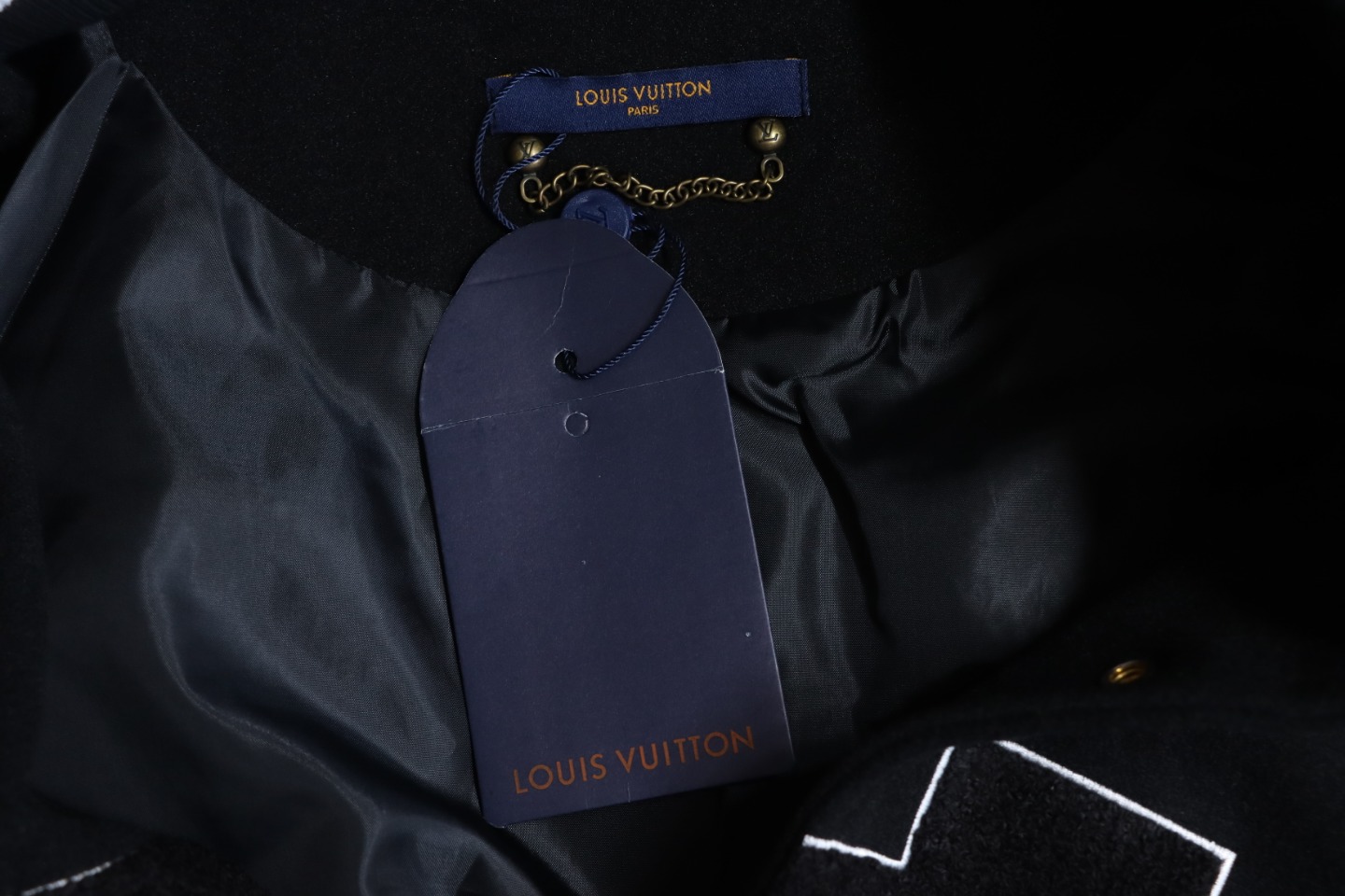 Louis Vuitton Big V LOGO Leather Baseball Jacket