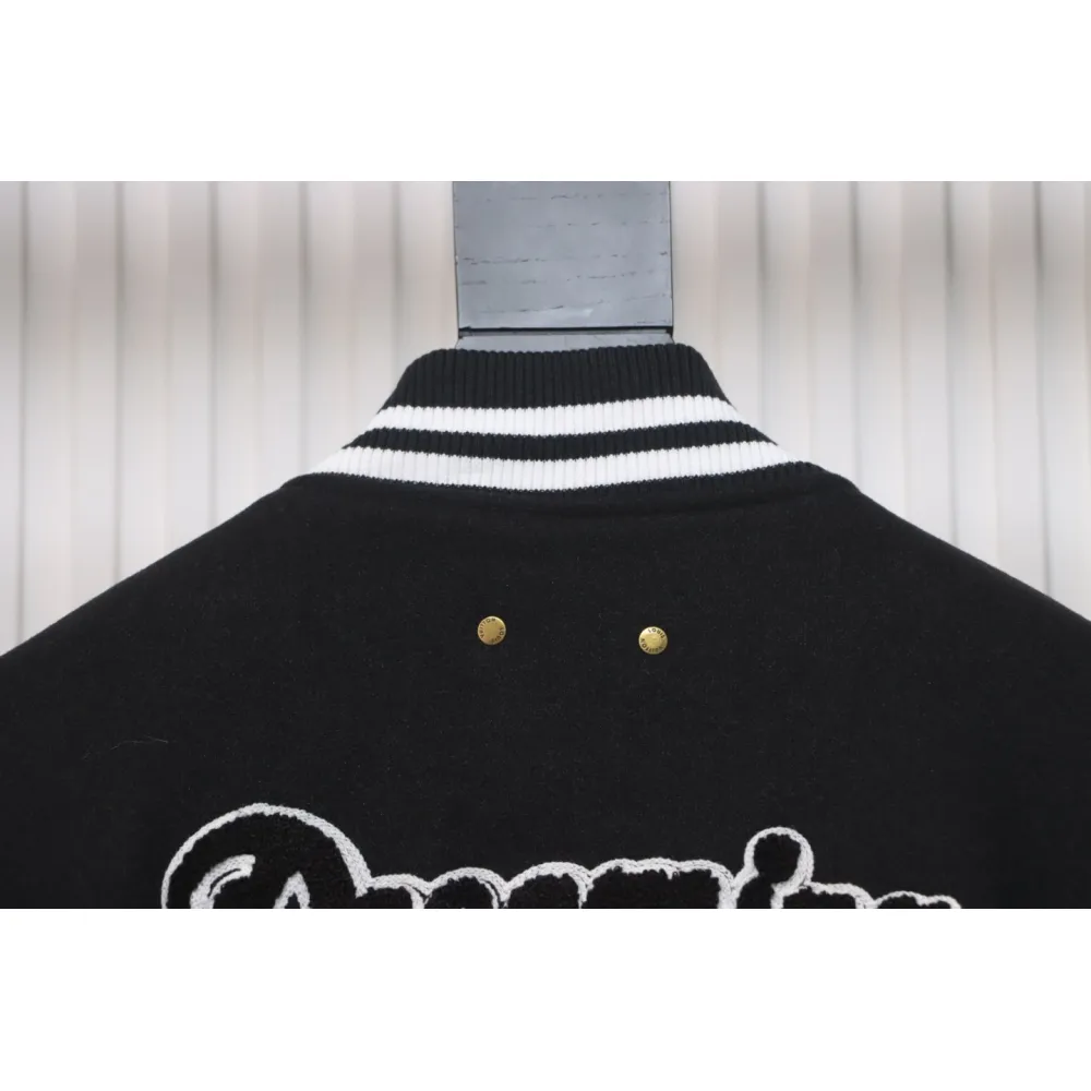 Louis Vuitton Big V LOGO Leather Baseball Jacket