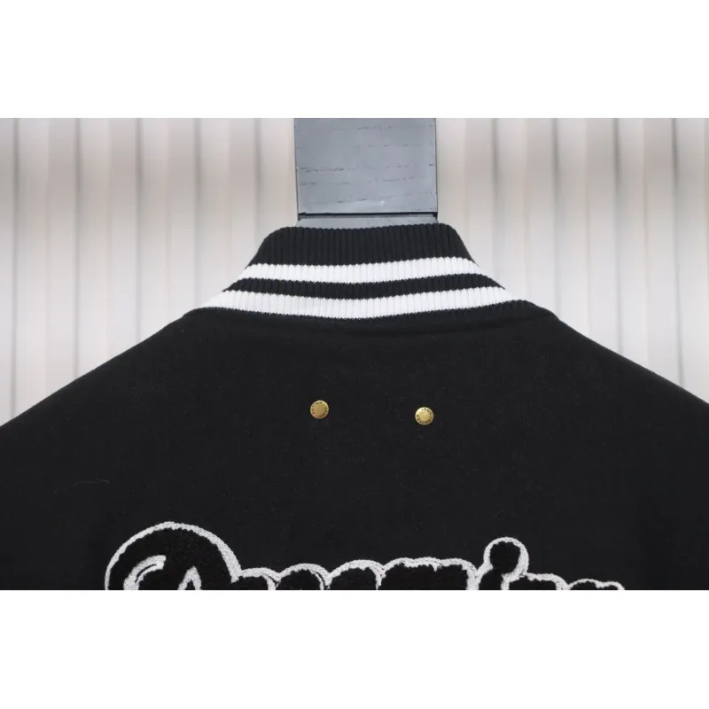 Louis Vuitton Big V LOGO Leather Baseball Jacket