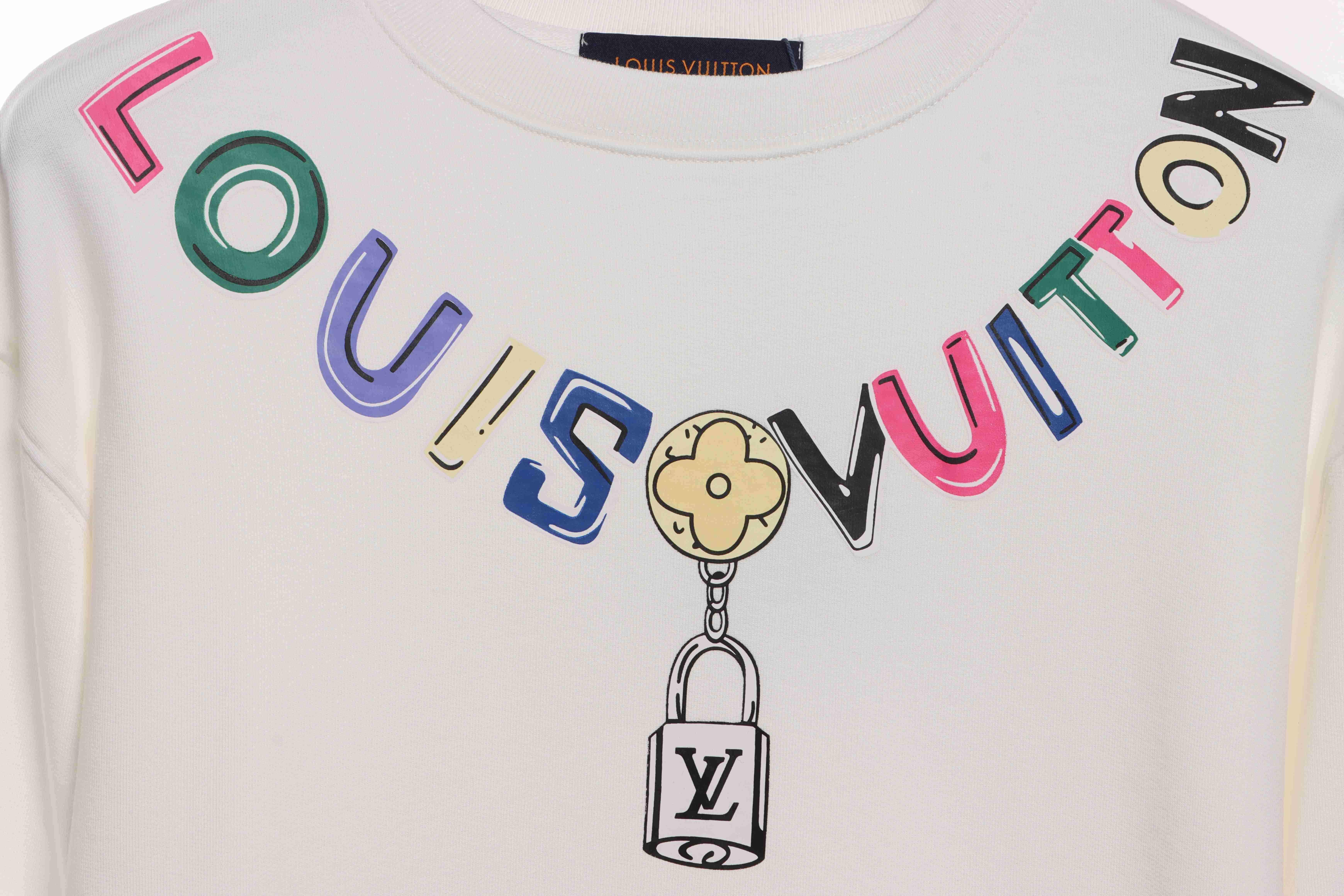 Louis Vuitton Colorful Print Beaded Chain Sweatshirt White