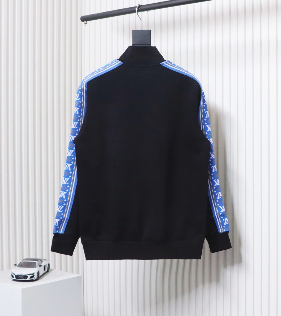 Louis Vuitton Fair Isle Blue Web Stripe Tracksuit Stand Collar Jacket