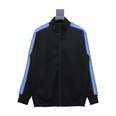 Louis Vuitton Fair Isle Blue Web Stripe Tracksuit Stand Collar Jacket 01