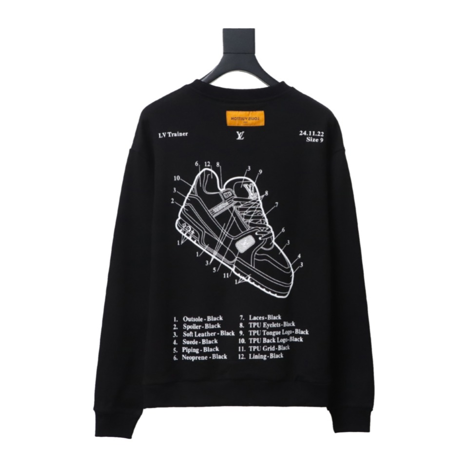 Louis Vuitton Lettering Shoes Print Crewneck Sweatshirt Black