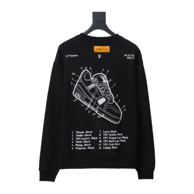 Louis Vuitton Lettering Shoes Print Crewneck Sweatshirt Black 02
