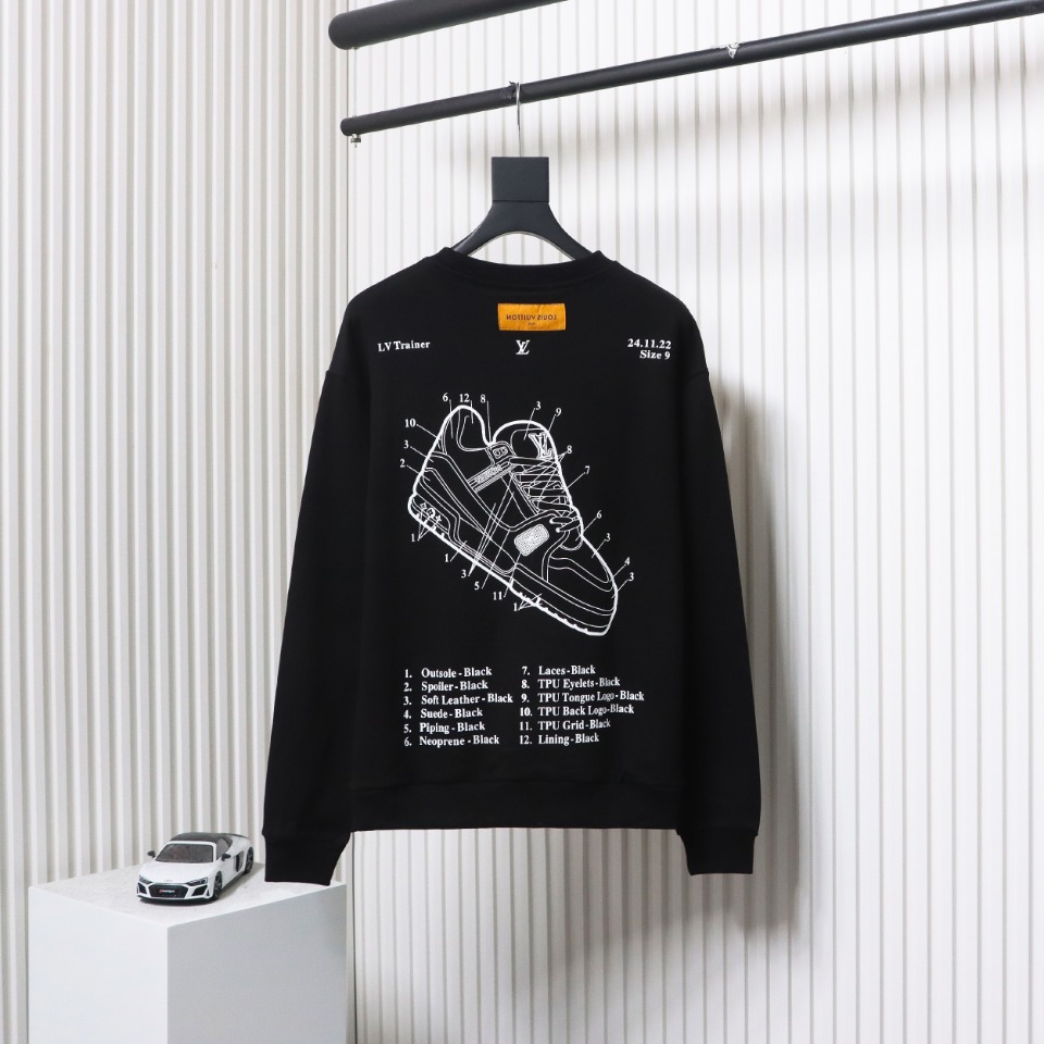 Louis Vuitton Lettering Shoes Print Crewneck Sweatshirt Black