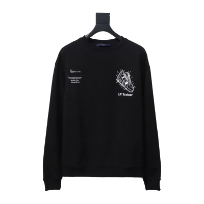 Louis Vuitton Lettering Shoes Print Crewneck Sweatshirt Black 01