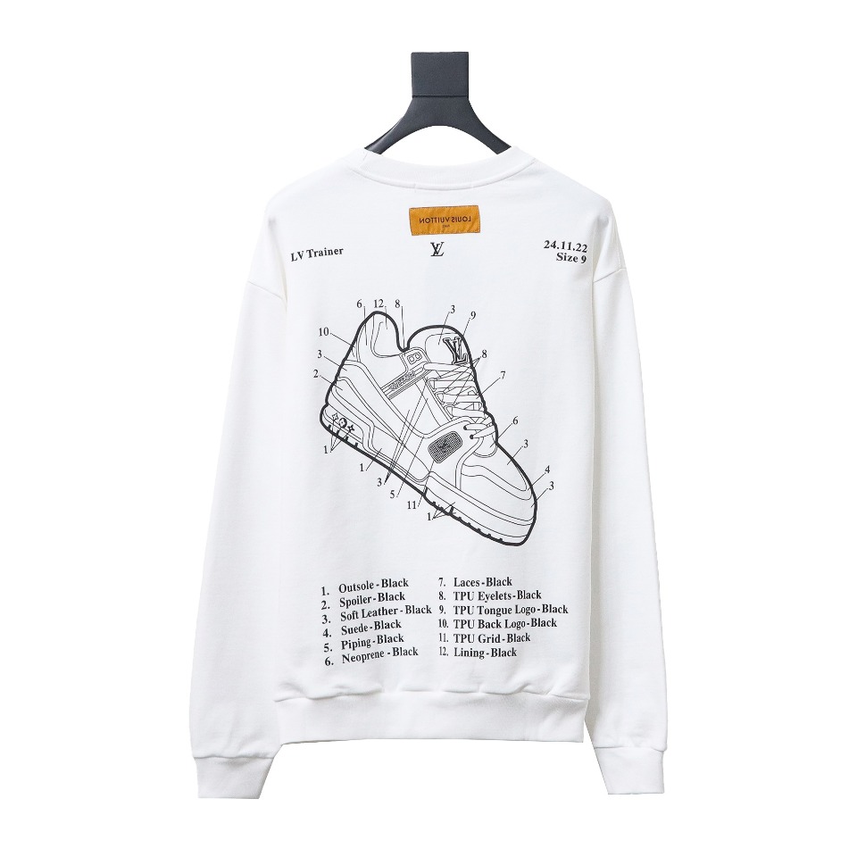 Louis Vuitton Lettering Shoes Print Crewneck Sweatshirt White