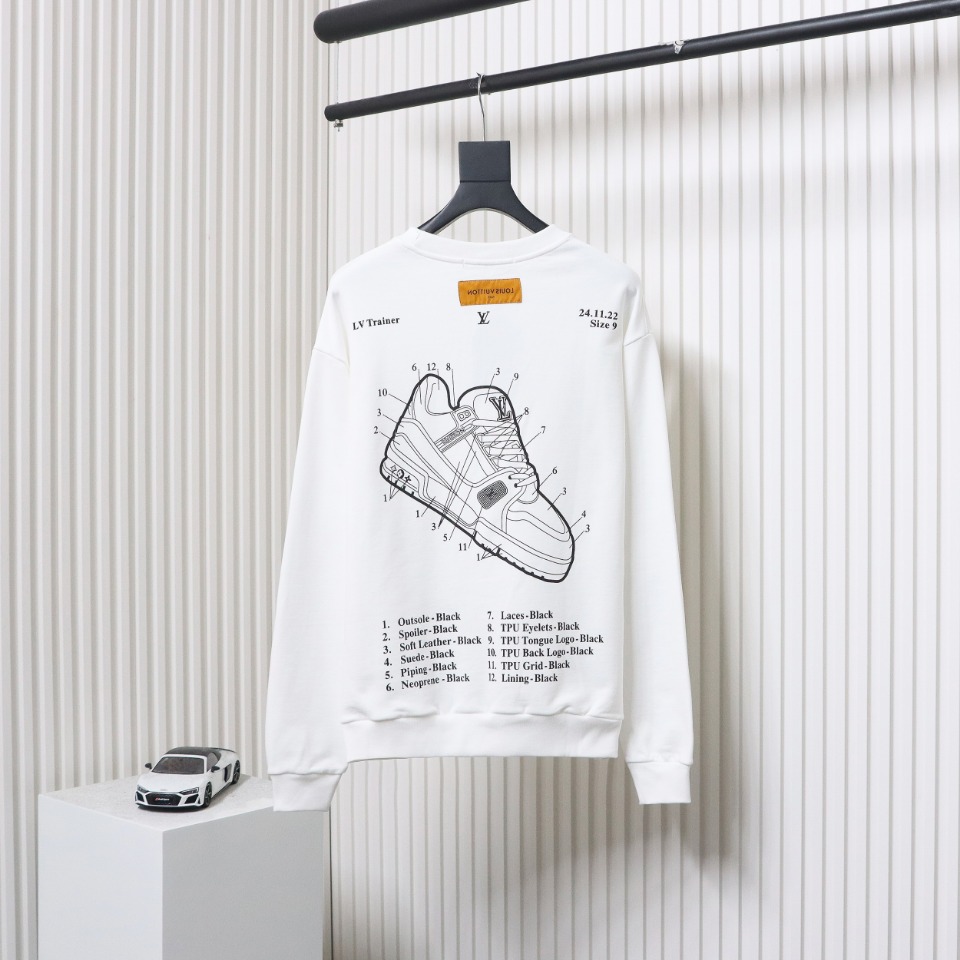 Louis Vuitton Lettering Shoes Print Crewneck Sweatshirt White