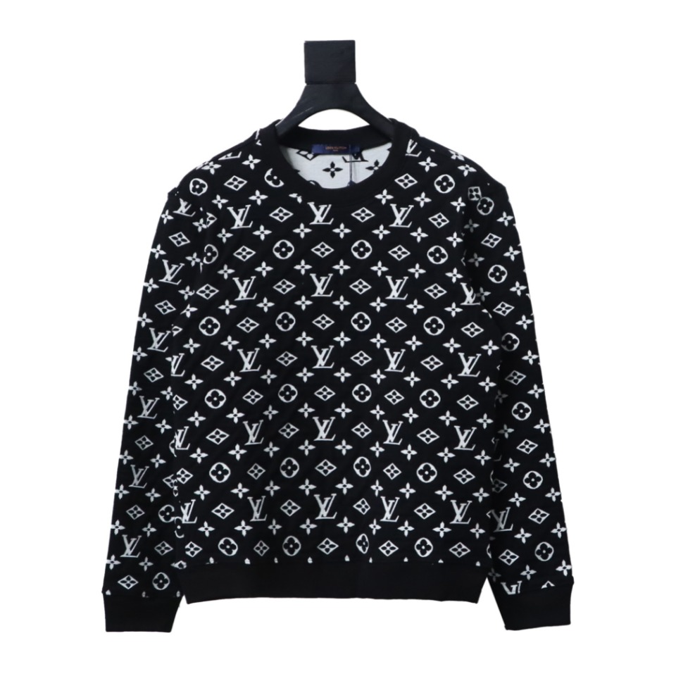 Louis Vuitton LV All Over Printed LOGO Jacquard Round Neck Sweatshirt