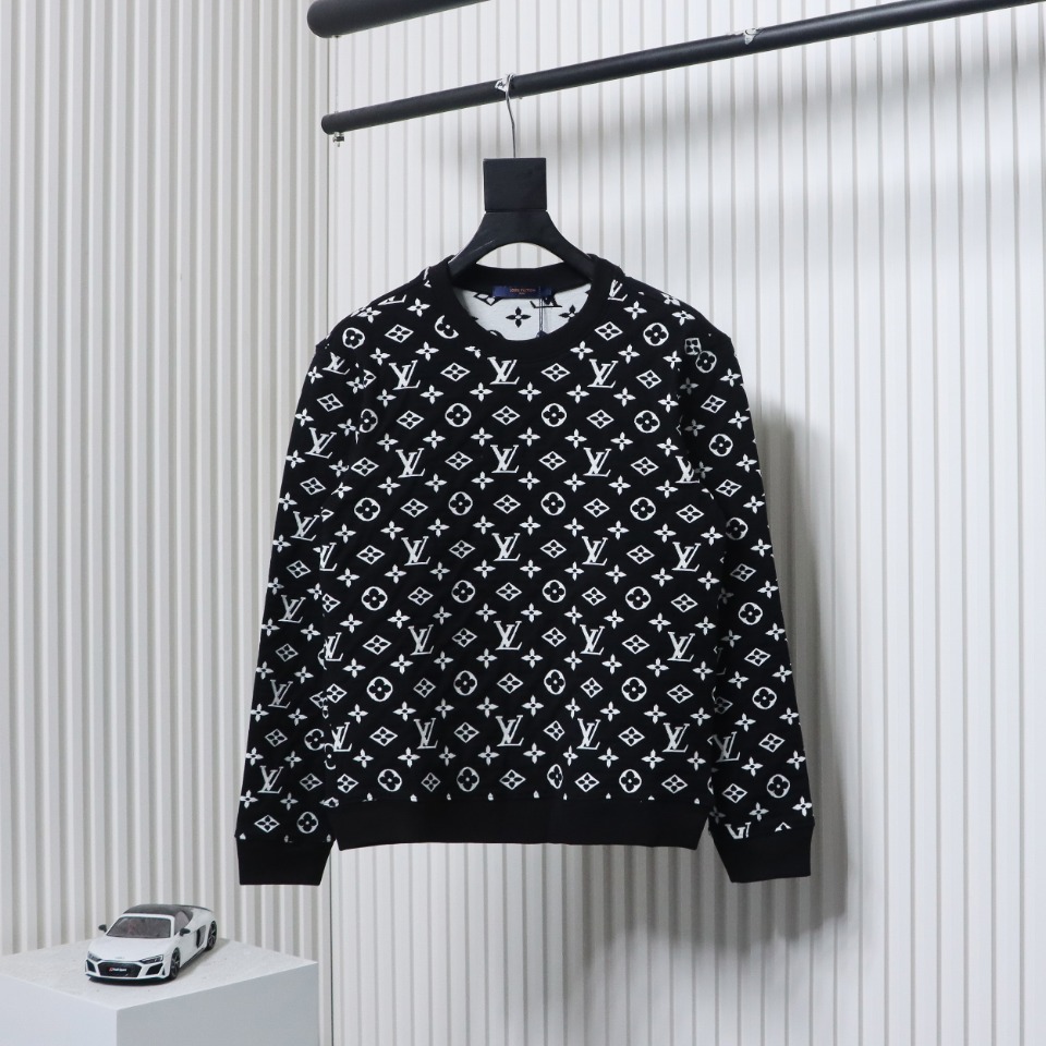 Louis Vuitton LV All Over Printed LOGO Jacquard Round Neck Sweatshirt
