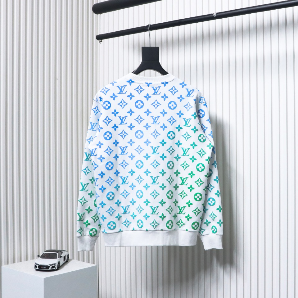 Louis Vuitton LV Full Print Gradient Round Neck Sweatshirt White