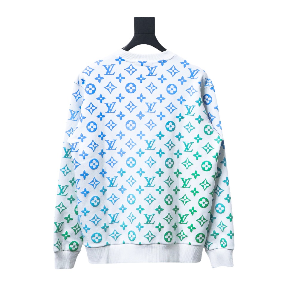Louis Vuitton LV Full Print Gradient Round Neck Sweatshirt White