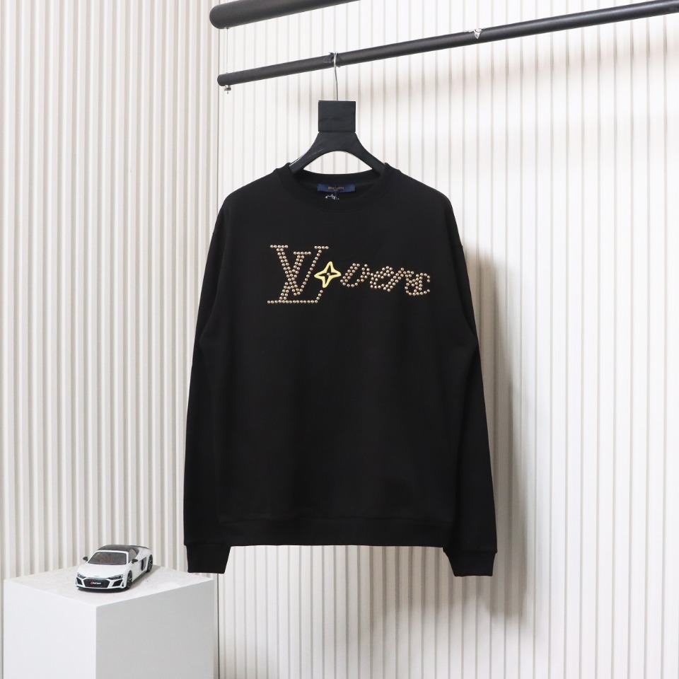 Louis Vuitton Metal Stud Lettering Long Sleeve Sweatshirt Black