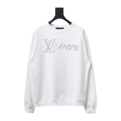 Louis Vuitton Metal Stud Lettering Long Sleeve Sweatshirt White 01