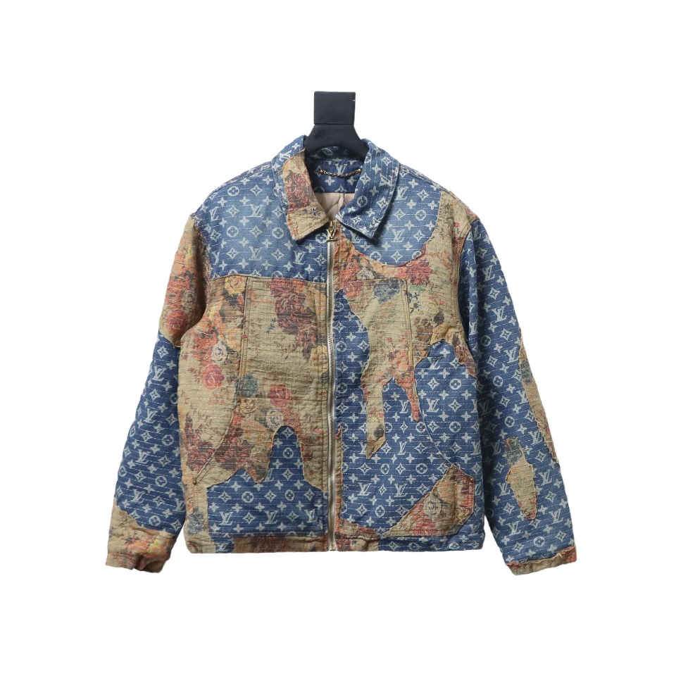 Louis Vuitton Vintage Rose Floral Patch Denim Jacket