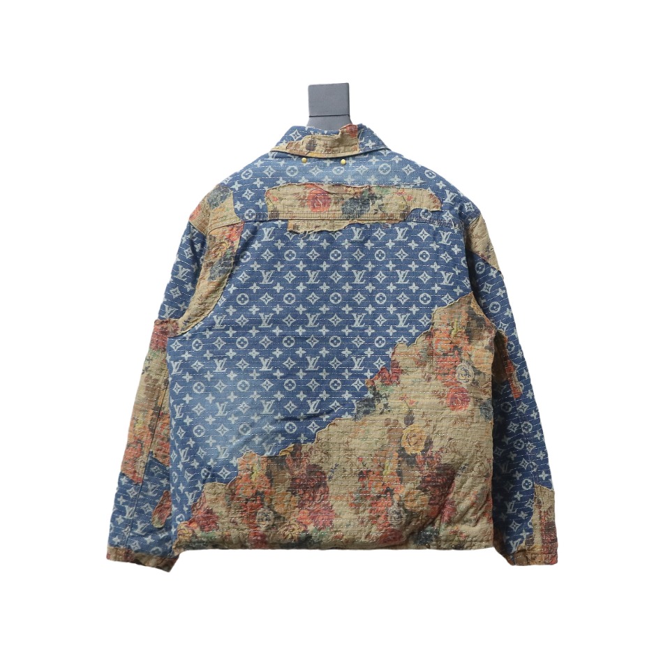 Louis Vuitton Vintage Rose Floral Patch Denim Jacket