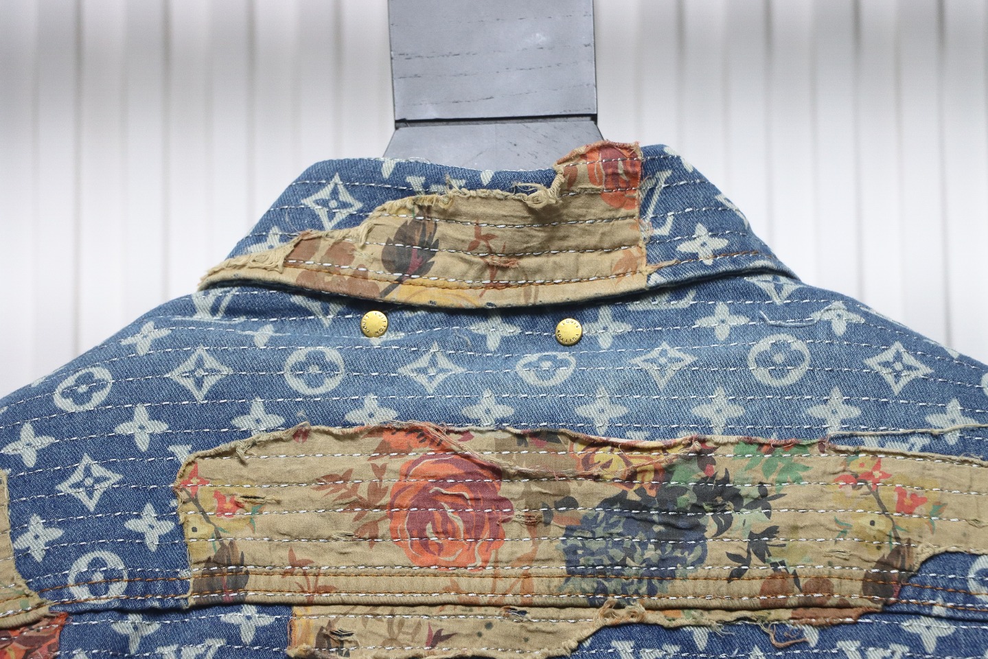 Louis Vuitton Vintage Rose Floral Patch Denim Jacket