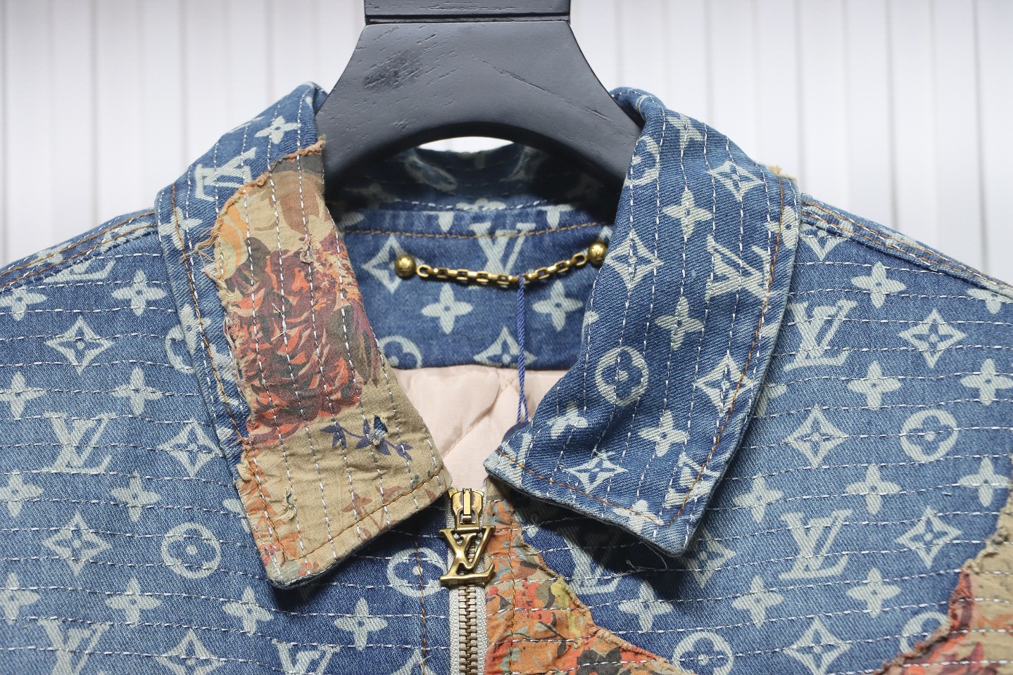 Louis Vuitton Vintage Rose Floral Patch Denim Jacket