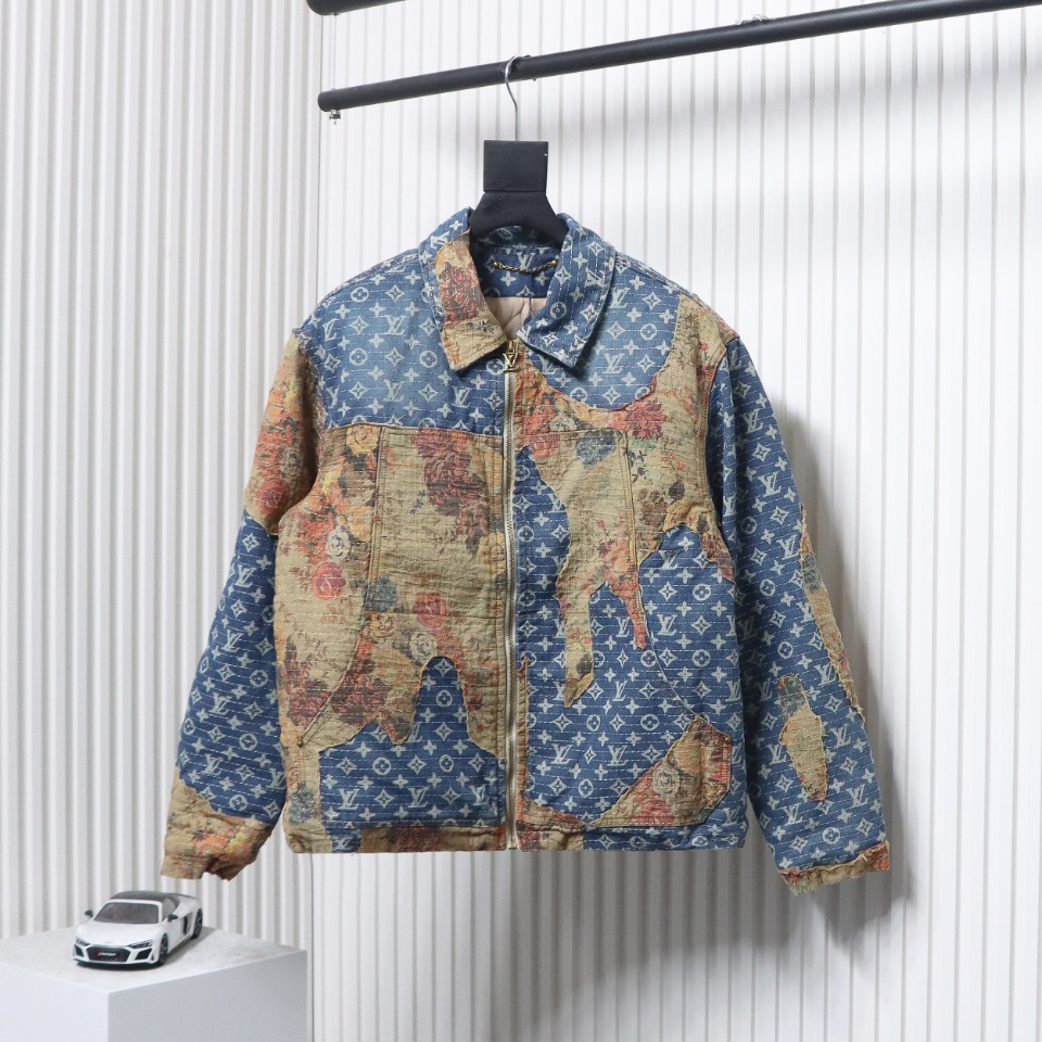 Louis Vuitton Vintage Rose Floral Patch Denim Jacket