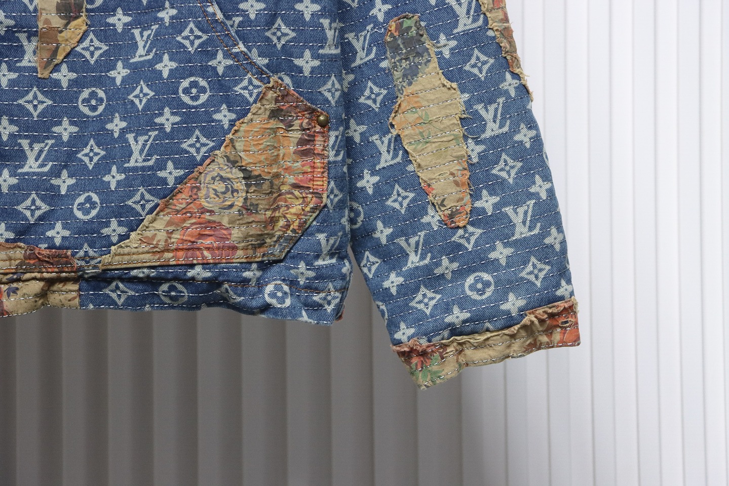 Louis Vuitton Vintage Rose Floral Patch Denim Jacket